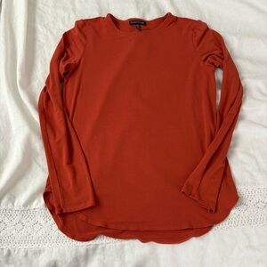 Eileen Fisher XS Women's Essential Thermal T-Shirt Long Sleeves orange burnt red
